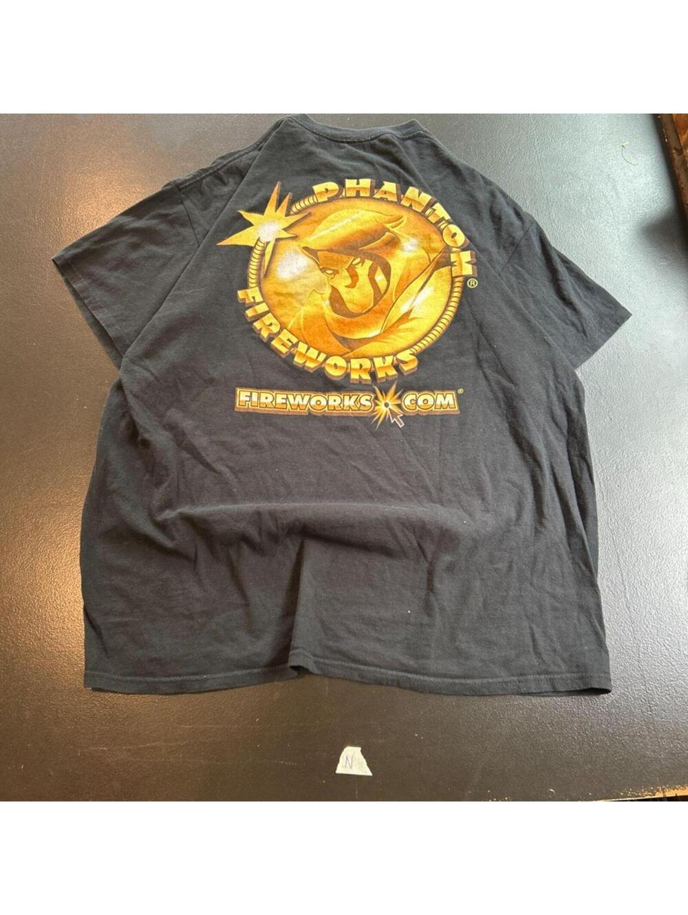Vintage style Phantom Fireworks graphic tee in black.